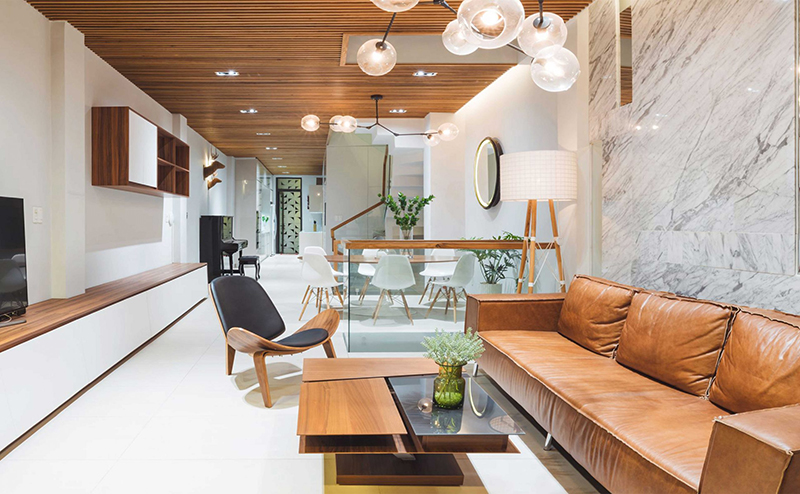 Mẫu phòng khách nhà ống phong cách hiện đại