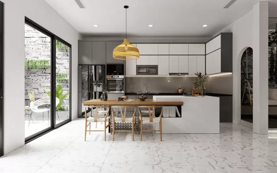 Gợi ý mẫu phòng bếp hiện đại cho nhà ống Cầu Giấy đẹp tối ưu không gian