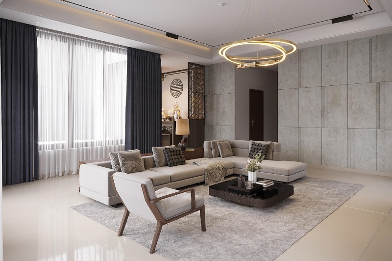 Không gian sống lý tưởng với thiết kế phòng khách chung cư có bàn thờ Bạch Mai